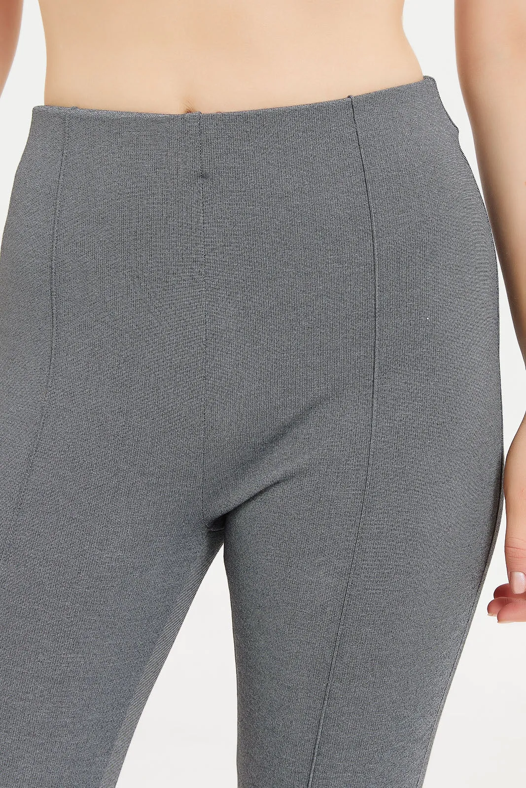 Women Grey Ponte Legging With Front Pleat