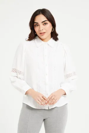 Women Ivory Embroidered Shirt