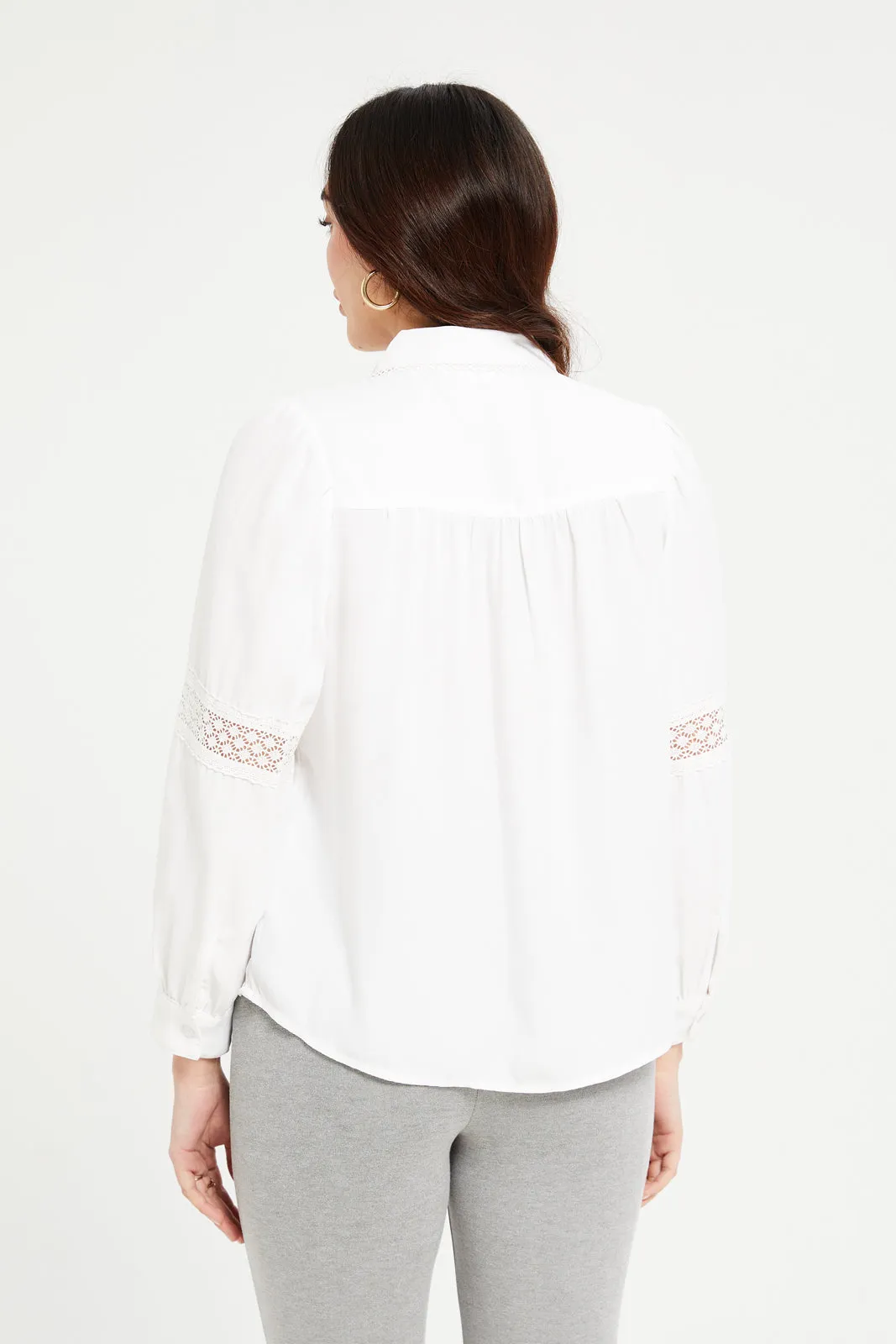 Women Ivory Embroidered Shirt