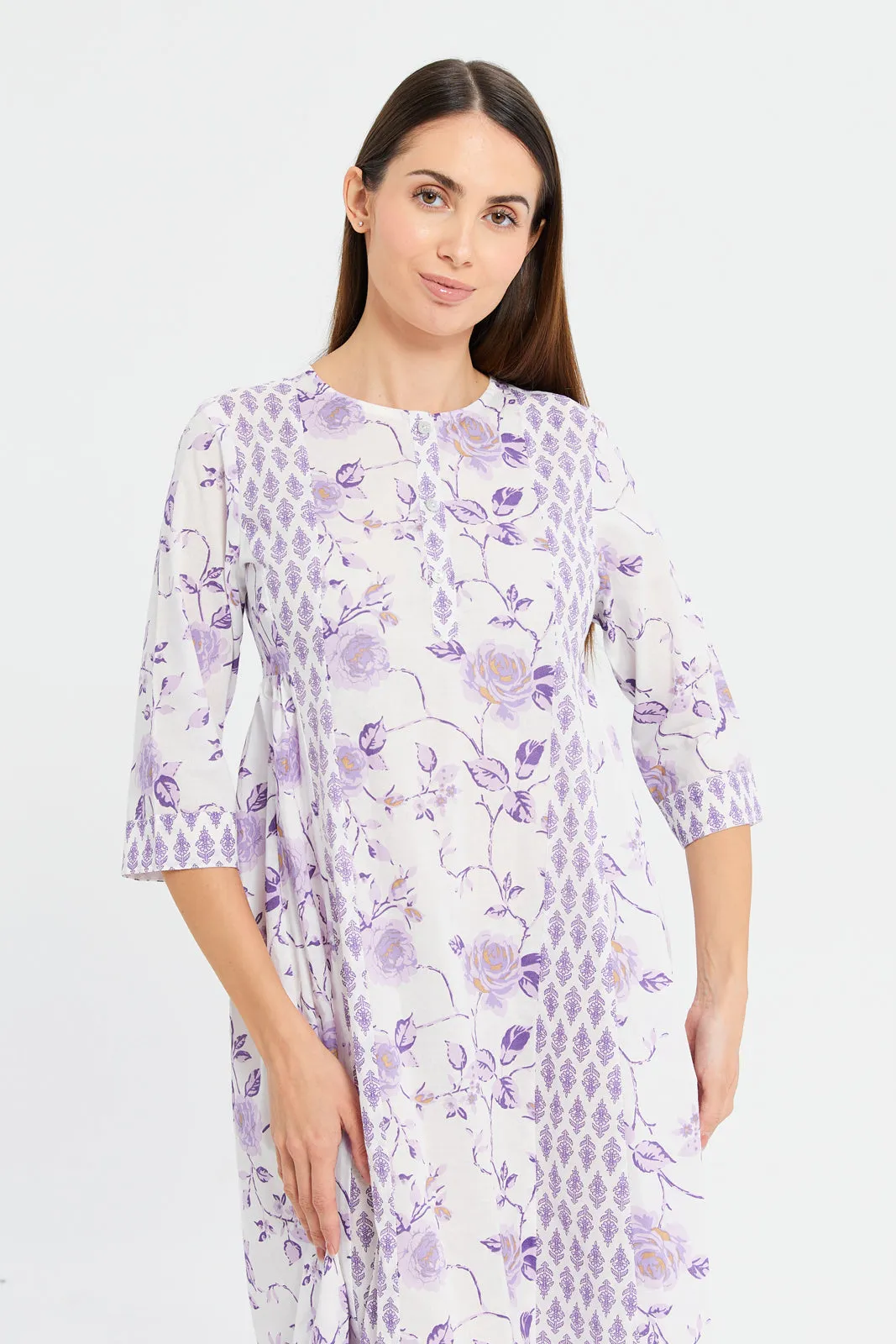 Women Lilac Lurex Nightgown