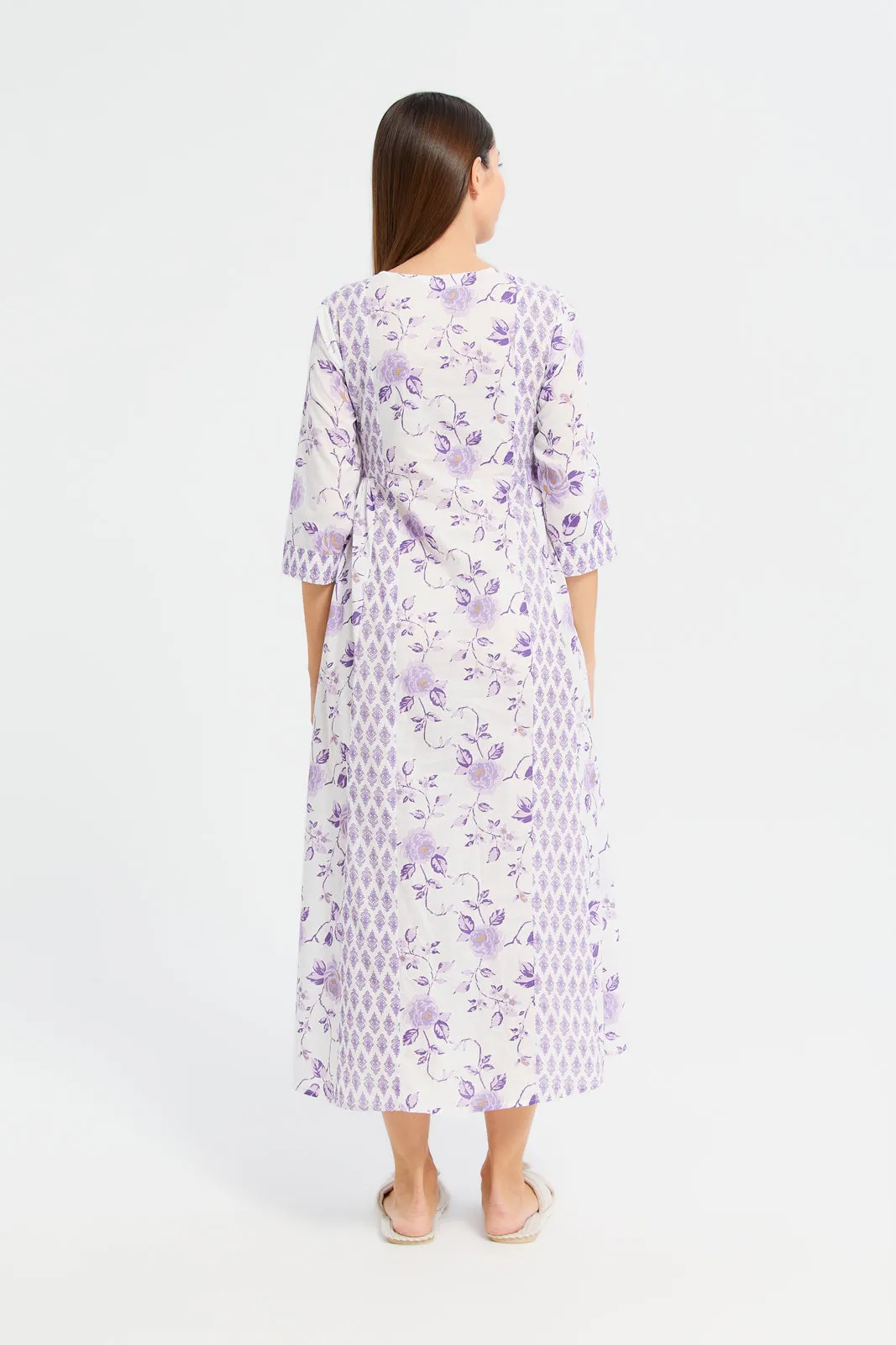 Women Lilac Lurex Nightgown