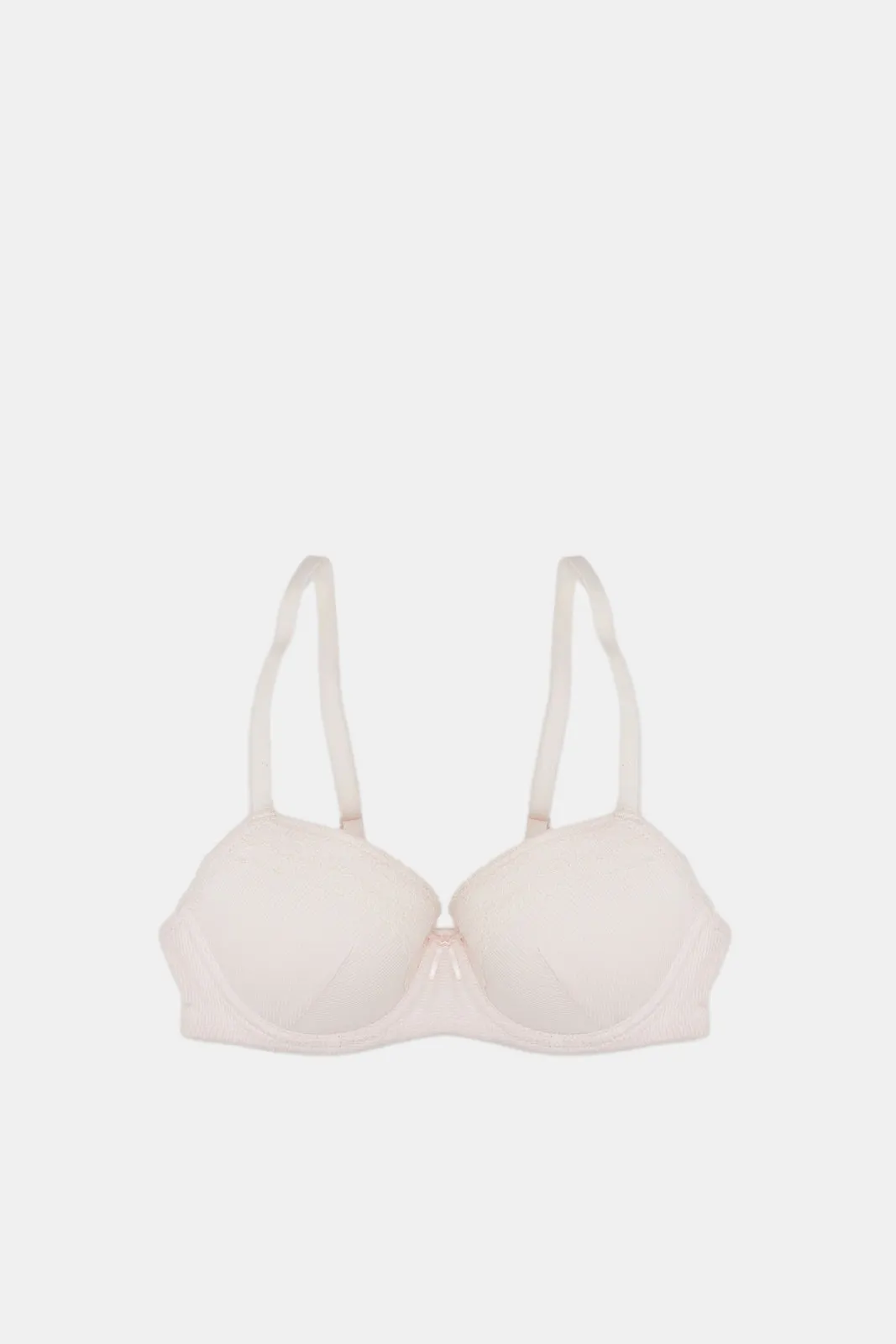 Women Pink And Ivory Lace Padded T-Shirt Bra Set (Pack of 2)