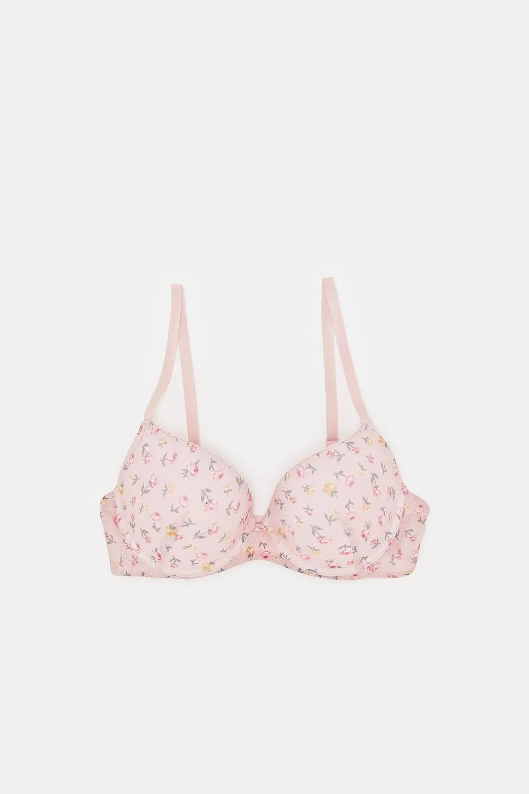 Women Pink Floral Print Plunge Bra Set (Pack of 2)