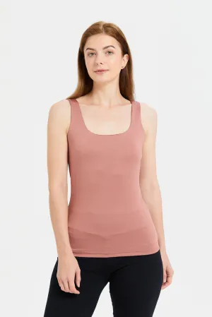 Women Pink Layered Tank Top