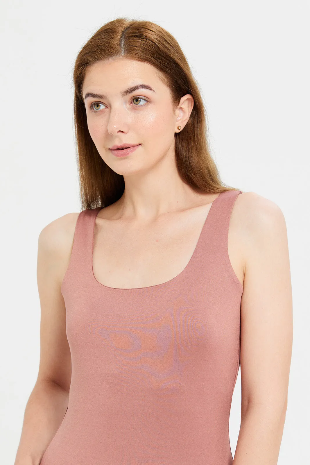 Women Pink Layered Tank Top