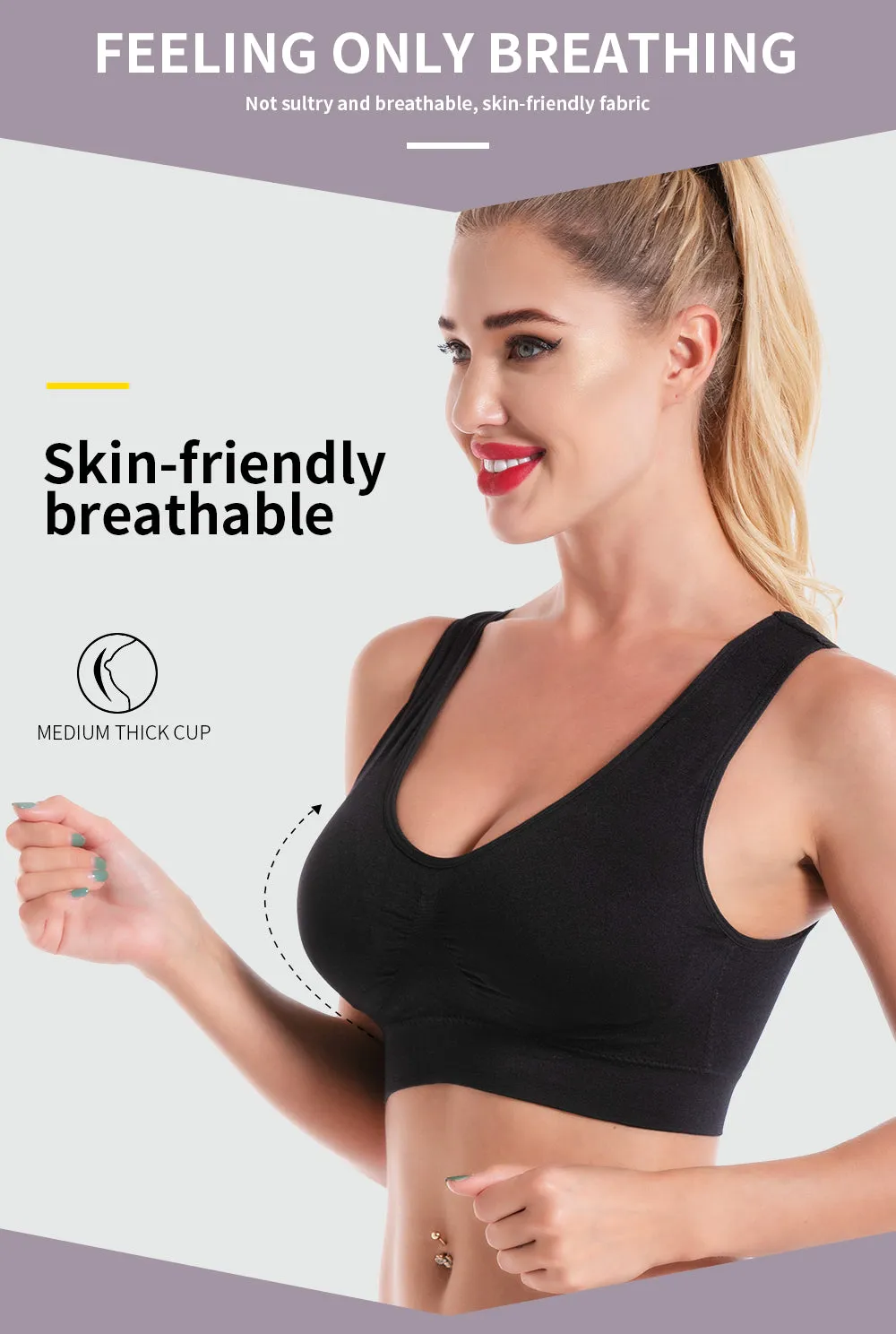 Women's Unwired Bras Wireless S-6XL Plus Size Backless Push Up Seamless Mesh Top Bra Non Bones Frame Sports Bras