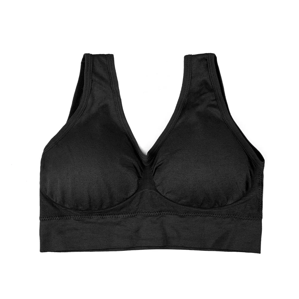 Women's Unwired Bras Wireless S-6XL Plus Size Backless Push Up Seamless Mesh Top Bra Non Bones Frame Sports Bras