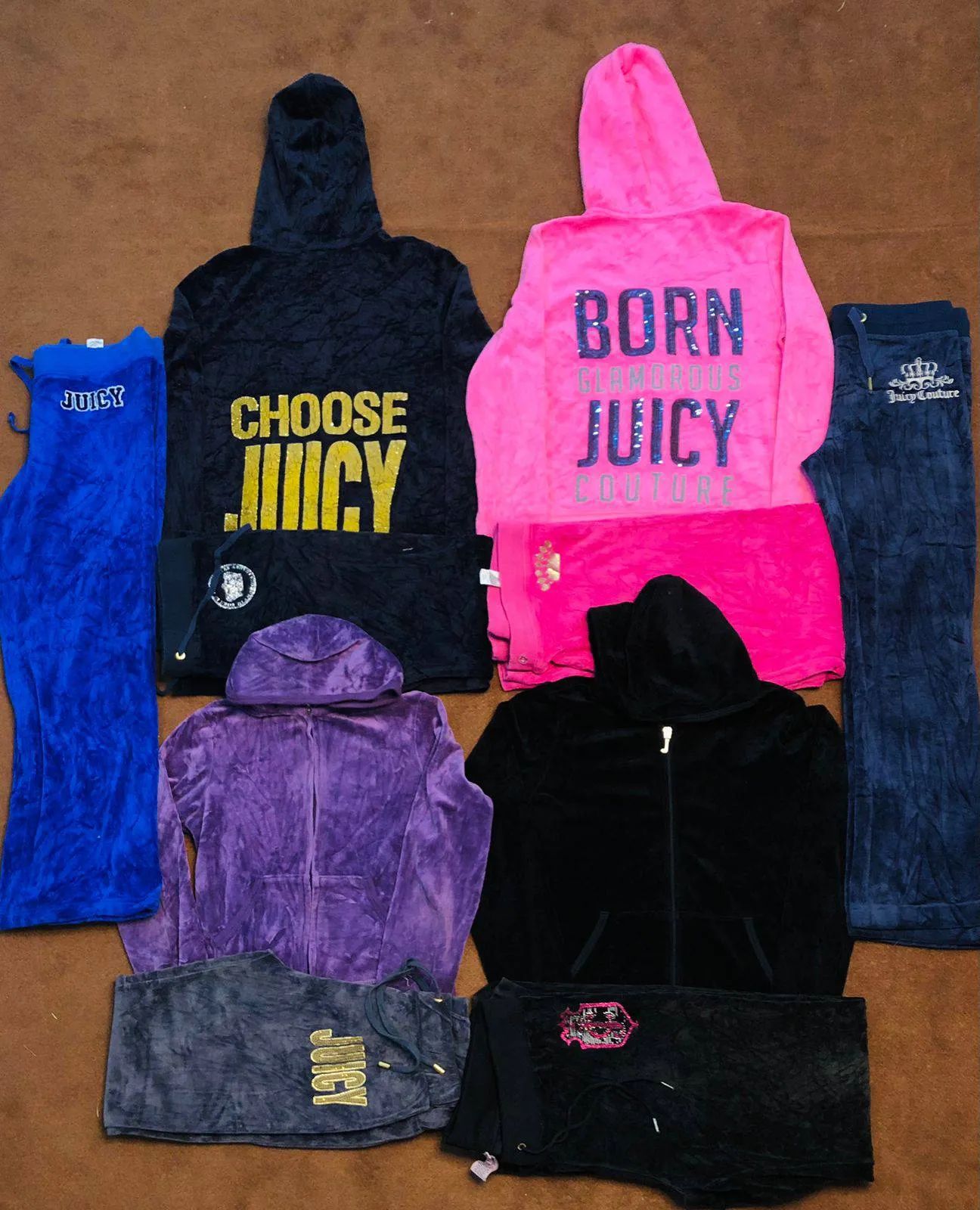 Y2k JUICY COUTURE HOODIES AND TROUSERS 10 PIECES BUNDLE GRADE A